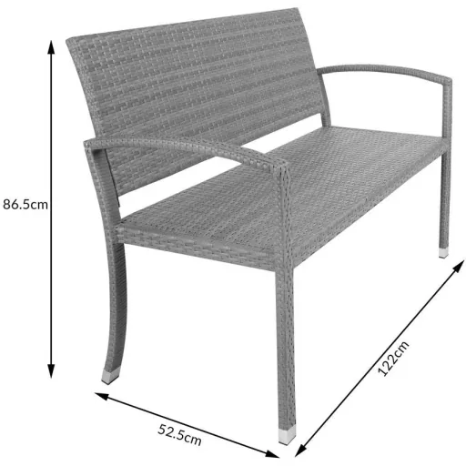 Polyrotan Gartenbank - Grau - 122x52x86cm
