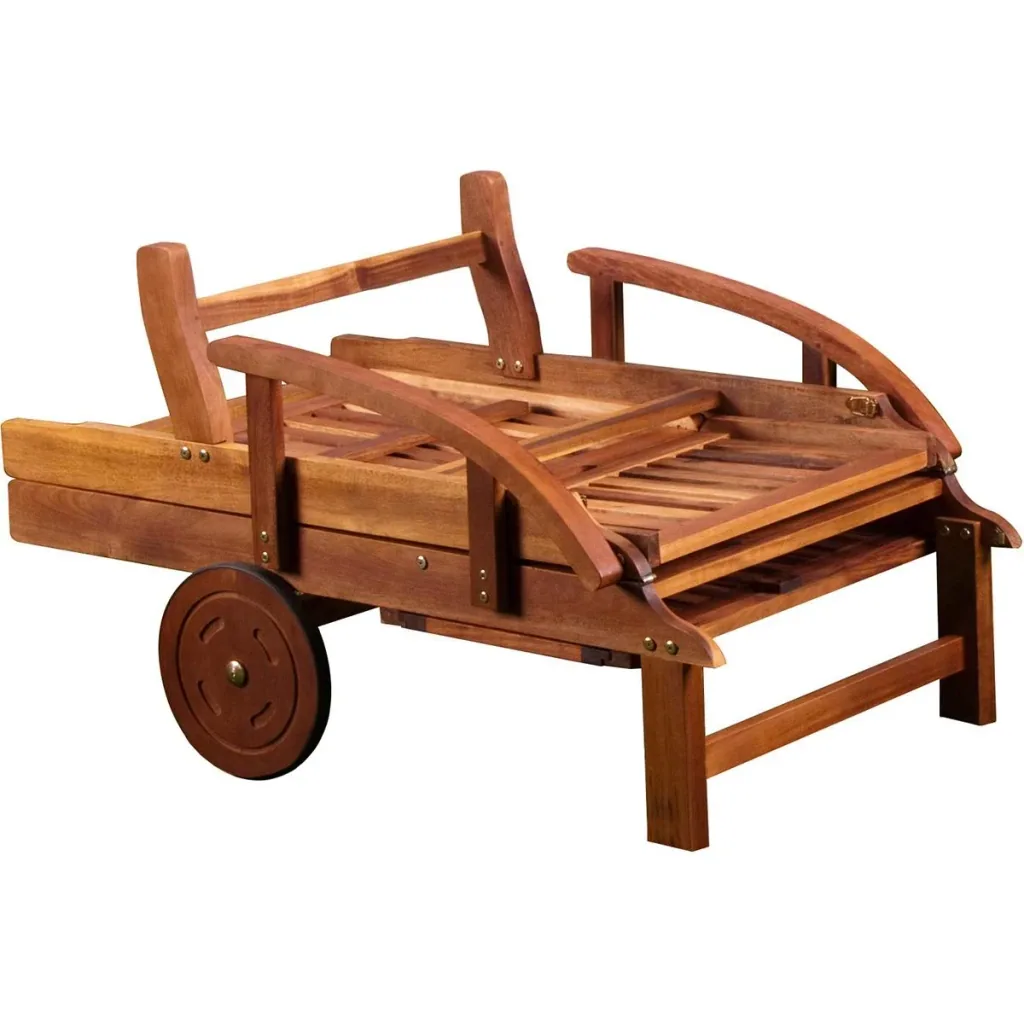 Liegestuhl klappbar 195.5cm MIT Ablagetisch - Akazienholz