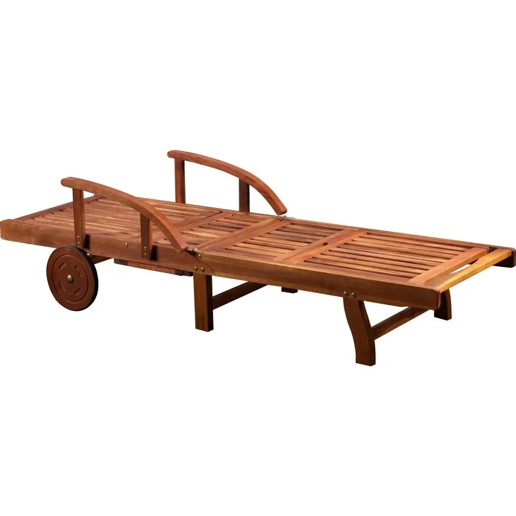 Liegestuhl klappbar 195.5cm MIT Ablagetisch - Akazienholz