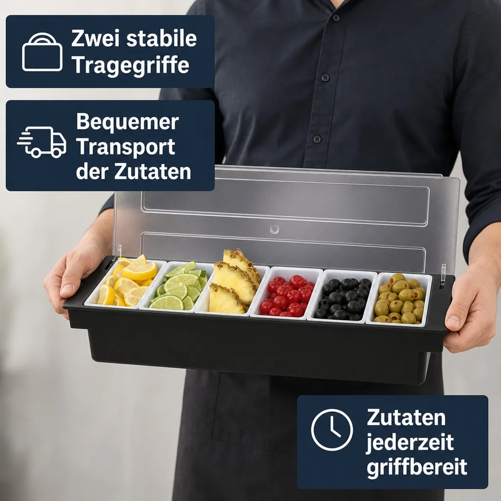 Zutatenbehälter, Beilagenbehälter mit 6 Einsätzen