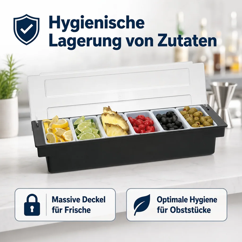 Zutatenbehälter, Beilagenbehälter mit 6 Einsätzen
