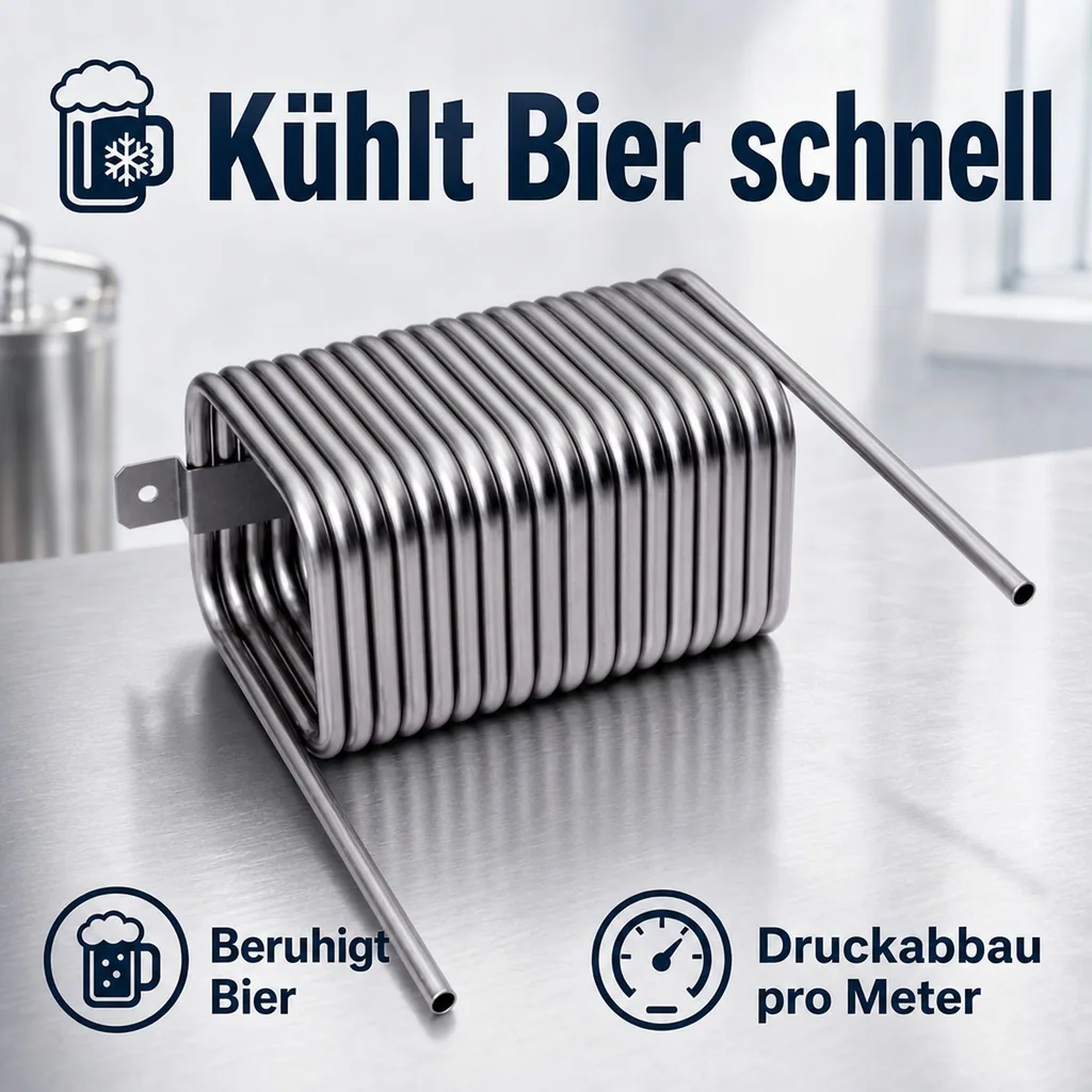Kühlschlange, Würzekühler, Beruhigungsschlange - aus CNS, 10 x 10 cm, eckig