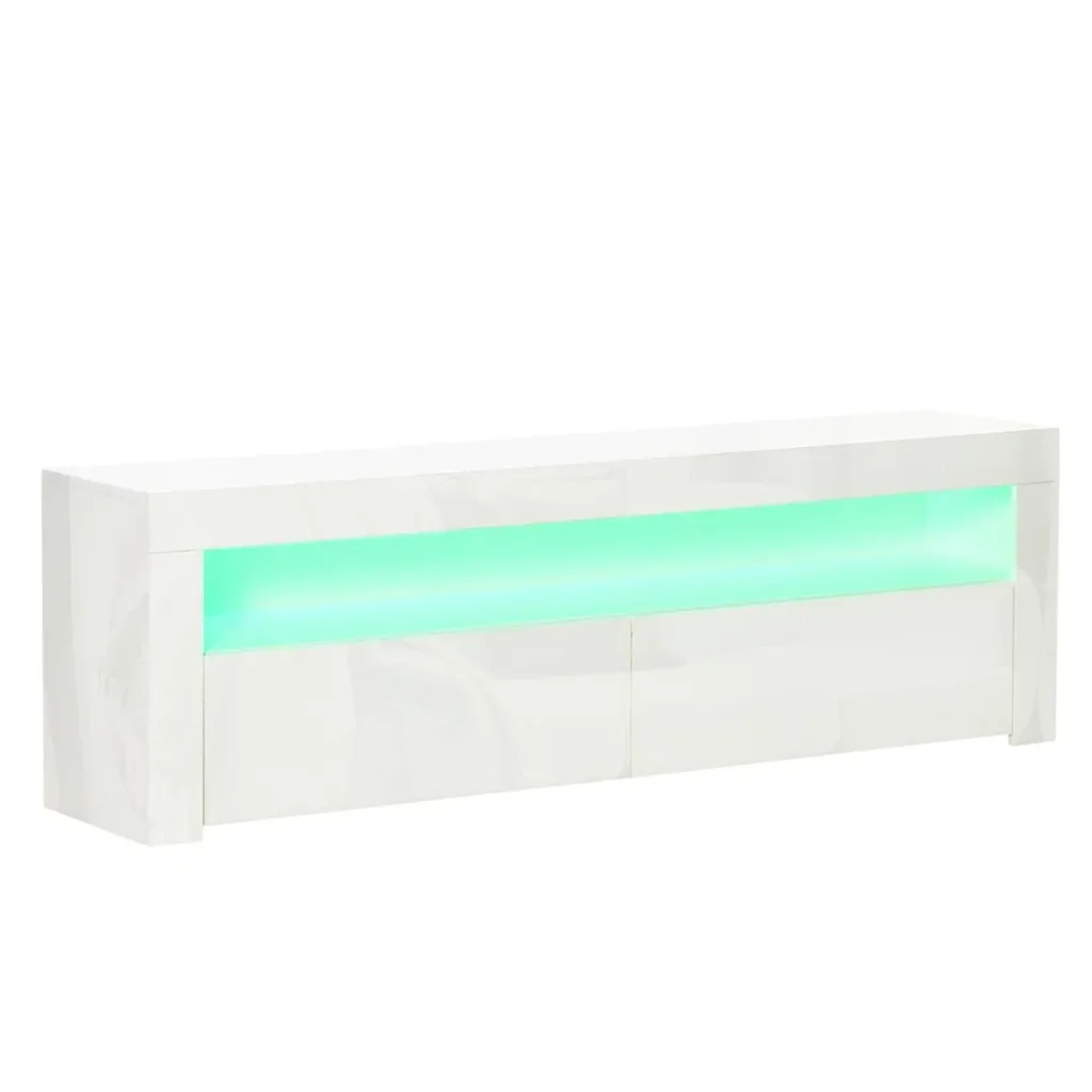Fernsehtisch Fernsehschrank TV-Board TV-Schrank Unterschrank mit LED und Schublade MDF Spanplatte Weiß 160 x 35 x 50 cm