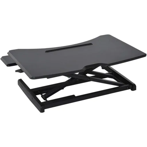 Höhenverstellbar Sitz-Steh-Schreibtisch Stehschreibtisch Schwarz L76 x B68 x H(12,5-42) cm
