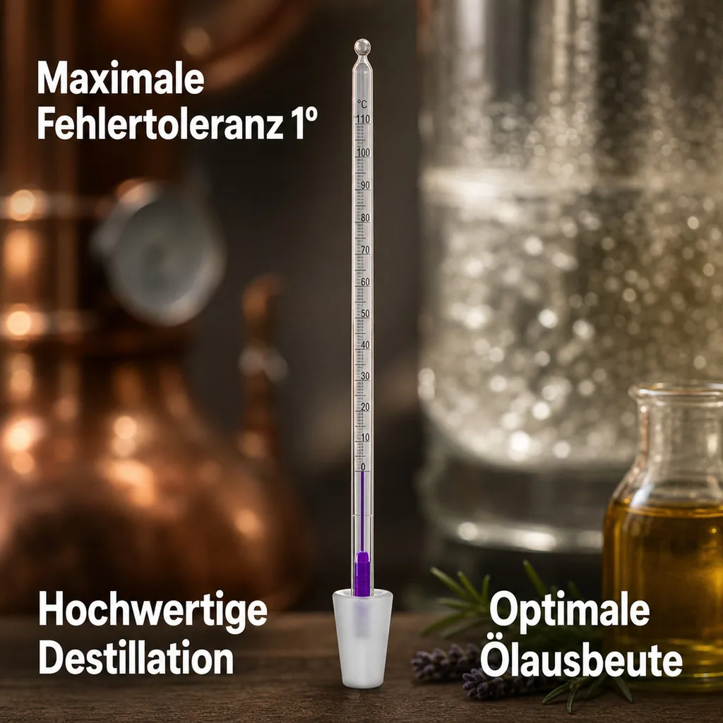Thermometer mit Silikonkorken: Präzise Temperaturmessung für Alkohol, Öle & Hydrolate
