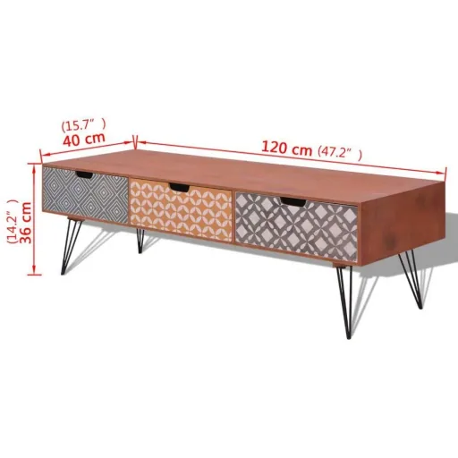 TV-Schrank mit 3 Schubladen 120x40x36 cm braun