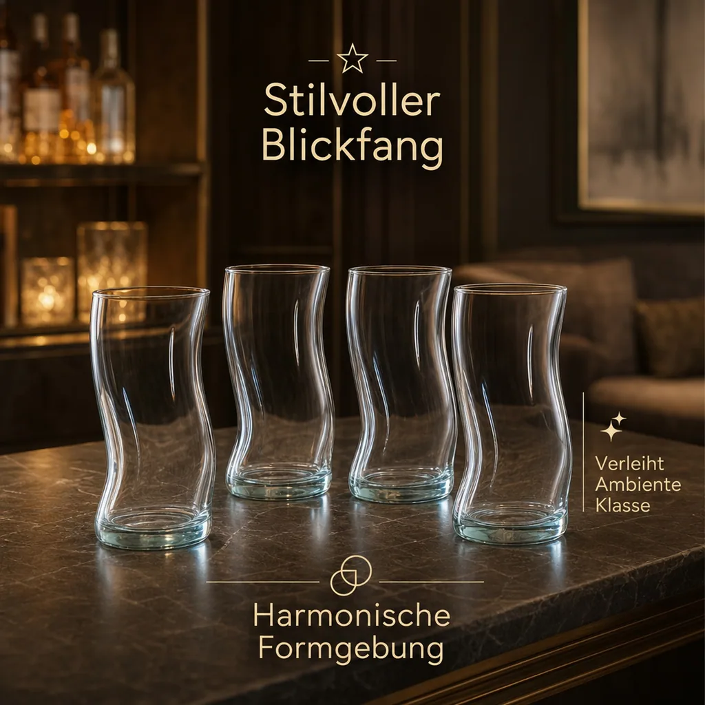 Cocktailgläser, Longdrinkgläser, Trinkgläser 4er-Set - Amorf, 440 ml - Perfekt für Cocktails & Longdrinks