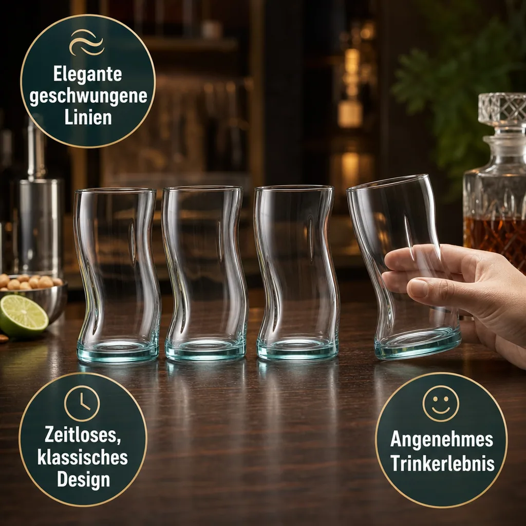 Cocktailgläser, Longdrinkgläser, Trinkgläser 4er-Set - Amorf, 440 ml - Perfekt für Cocktails & Longdrinks