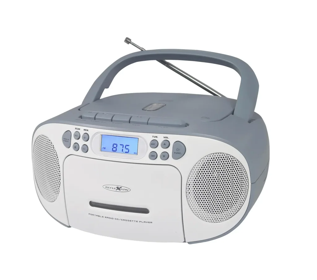CD Radio Boombox mit UKW-Radio, CD, Kassette und AUX-IN, blau