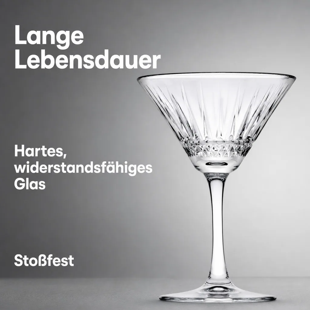 Cocktailgläser, Trinkgläser 6er-Set - Elysia, 220 ml - elegantes Design, spülmaschinenfest, ideal für Cocktails