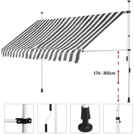 Klemmmarkise 400cm weiß/grau