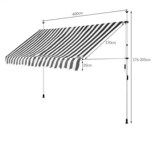 Klemmmarkise 400cm weiß/grau