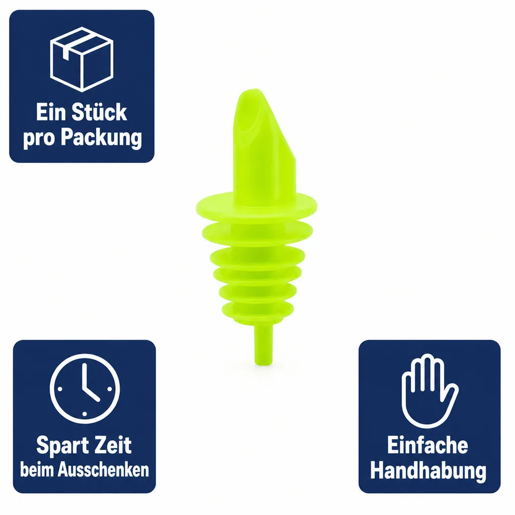 Ausgießer, Flaschenausgießer, Schnaps Dosierer für Flaschen Billy Neon Gelb - für fast alle Flaschengrößen von 0,5 - 1,5 L, 1 Stück