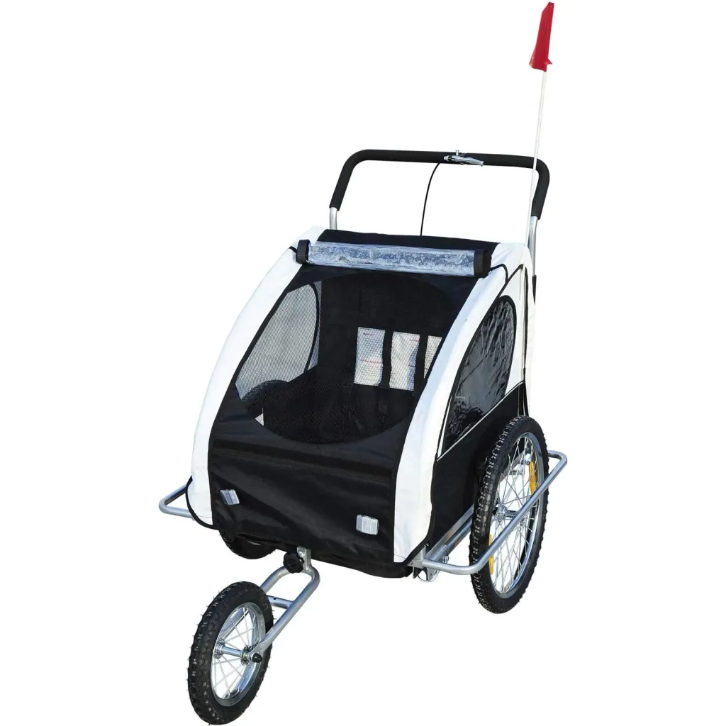 Fahrradanhänger UND Fahrradbuggy 2-in-1 weiß/schwarz