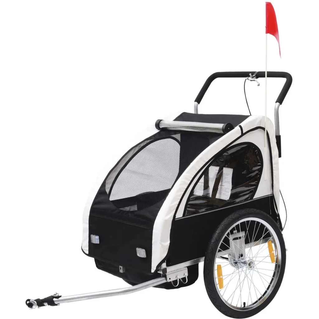 Fahrradanhänger UND Fahrradbuggy 2-in-1 weiß/schwarz