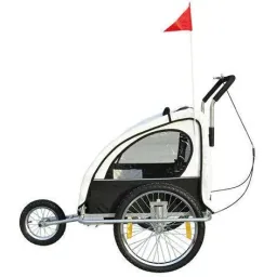 Fahrradanhänger UND Fahrradbuggy 2-in-1 weiß/schwarz