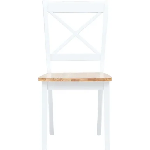 Esszimmerstühle 2pcs massives Gummibaumholz weiß und helle Holzfarbe
