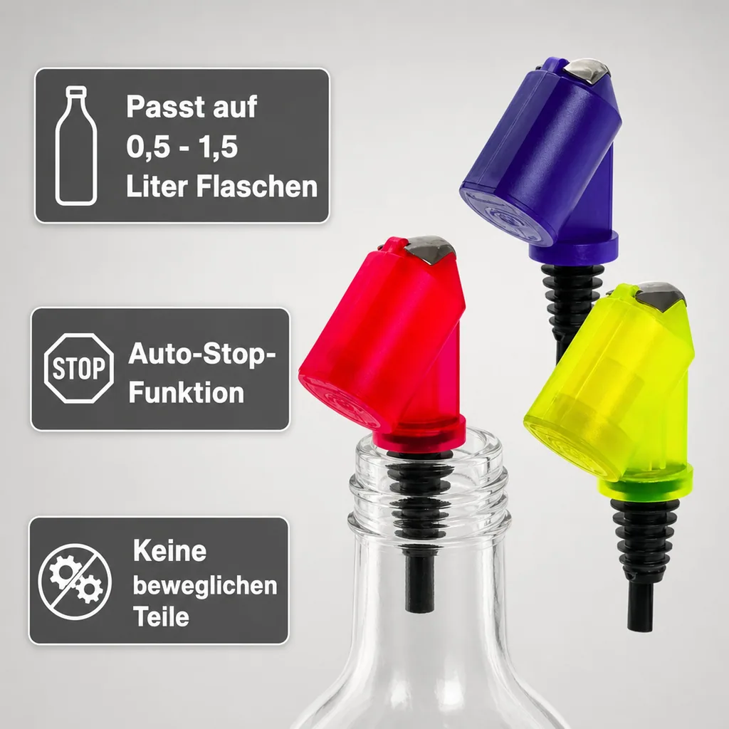 Flaschenportionierer, Ausgießer - Bottle Master 3000, rot, gelb, blau für 0,5 - 1,5 Liter Flaschen, Farbe Bottle Master 3000: blau