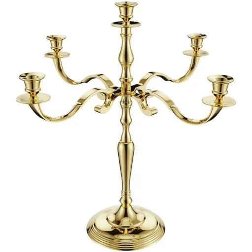 Kerzenhalter gold glänzendes Aluminium 40cm 5-armiger Kandelaber