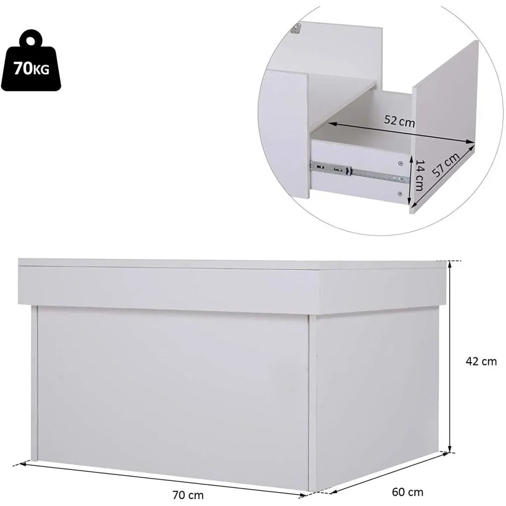Schuhschrank Schuhregal Schuhbank mit Schublade und Klappe Holz Weiß 70 x 60 x 42 cm