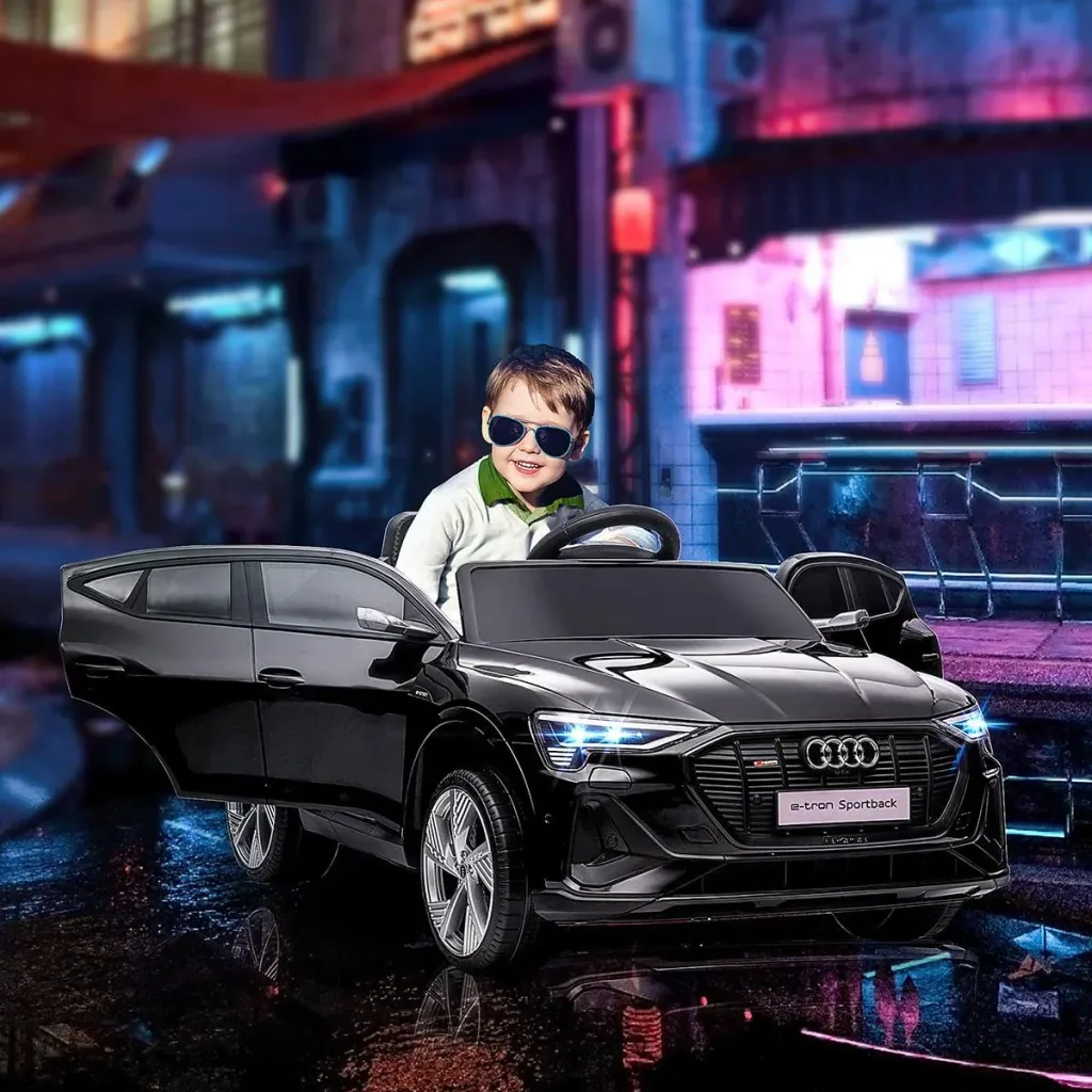 Kinderauto elektrisch 3 Geschwindigkeiten mit Fernsteuerung ab 3 Jahren Kunststoff Metall schwarz 108 x 60 x 47 cm