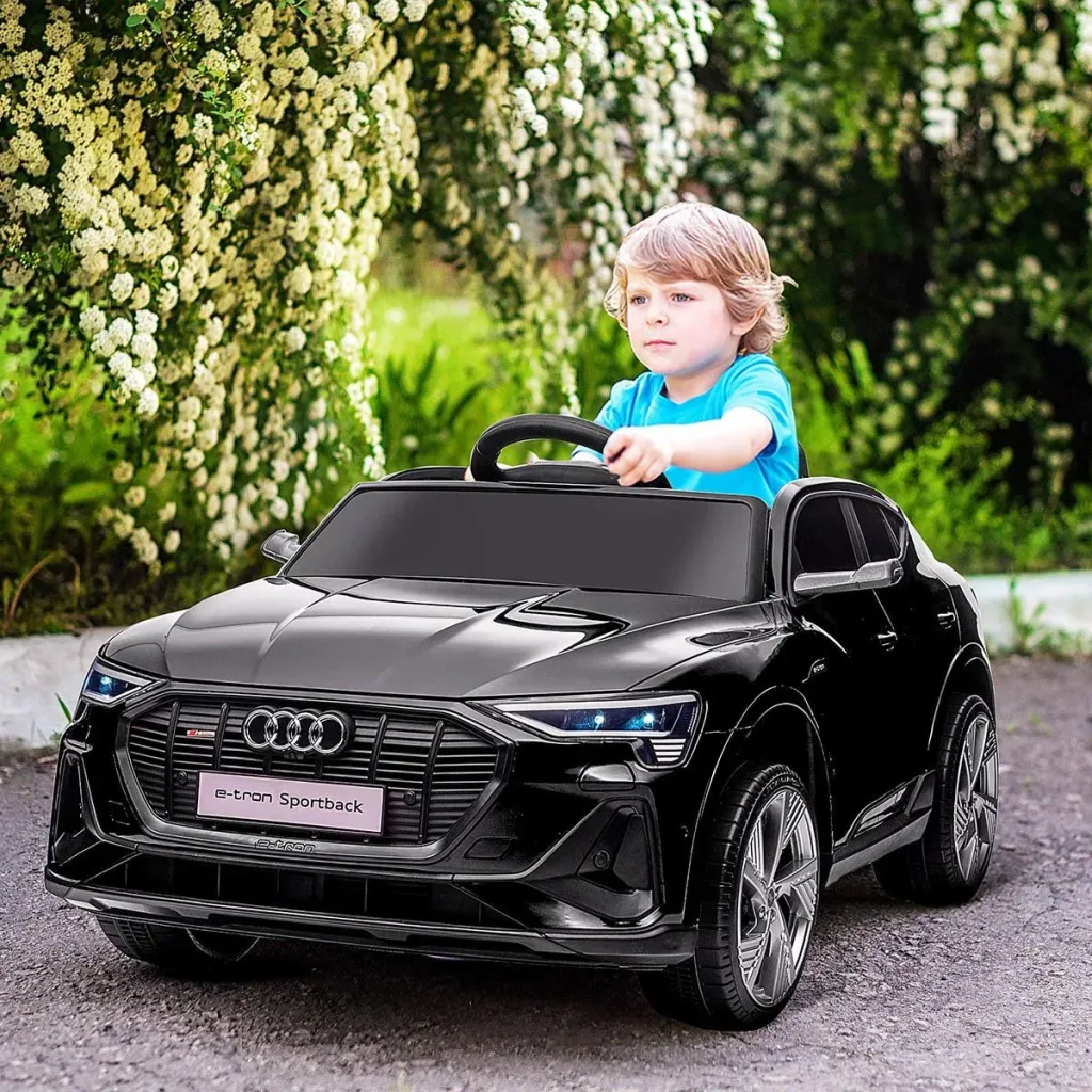 Kinderauto elektrisch 3 Geschwindigkeiten mit Fernsteuerung ab 3 Jahren Kunststoff Metall schwarz 108 x 60 x 47 cm