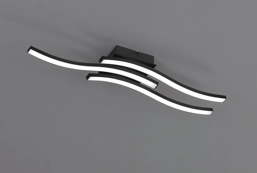 LED-Deckenleuchte ROUTE, 2x5 W, 3000K, 2x500 lm, schwarz matt, Kunststoff weiß