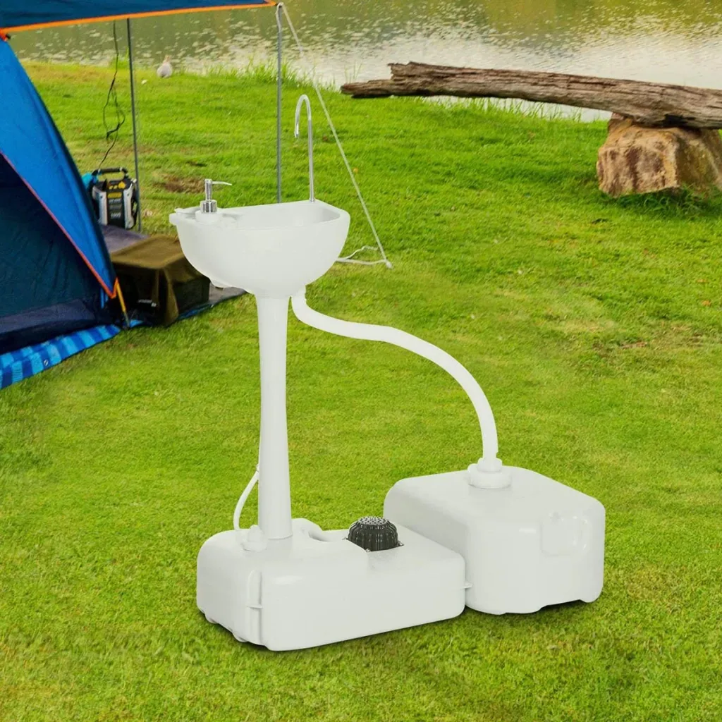 Outdoor-Camping-Handwaschbecken mit Abwassersammelschale 17L hellgrau 83 x 50 x 103 cm