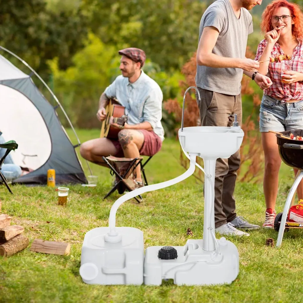 Outdoor-Camping-Handwaschbecken mit Abwassersammelschale 17L hellgrau 83 x 50 x 103 cm