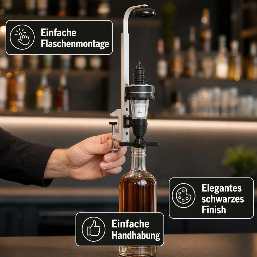 PRIMA Portionierer 2,0 cl (20 ml) für Schnapsflaschen 0,7 - 1,0 Liter - Platzsparend mit Regalhalter