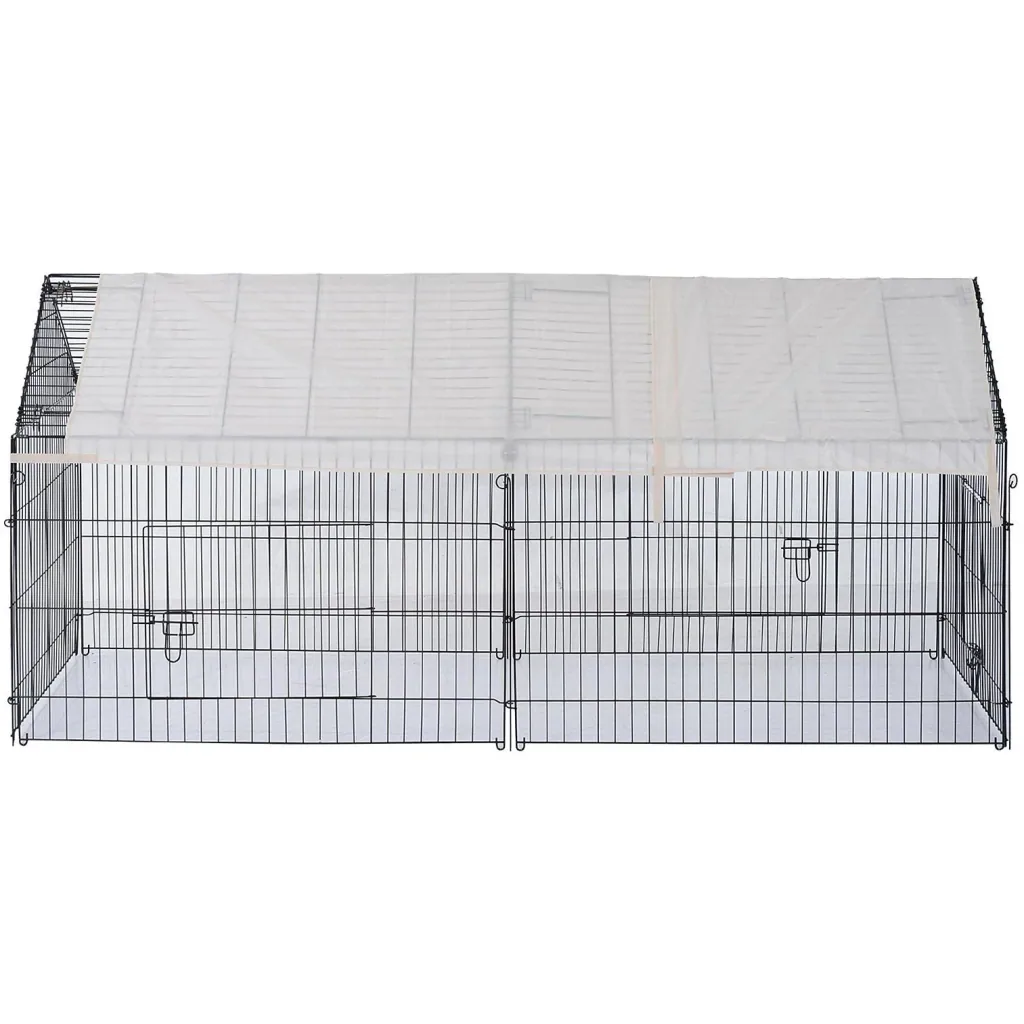 Freigehege Kaninchenstall mit Sonnenschutz Metall Beige