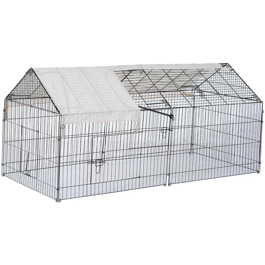 Freigehege Kaninchenstall mit Sonnenschutz Metall Beige