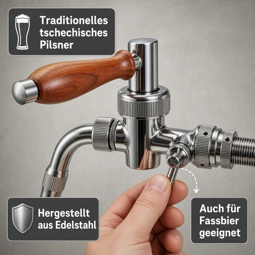 Kompensatorhahn, Zapfhahn Lindr Side Pull Nostalgie - Edelstahl