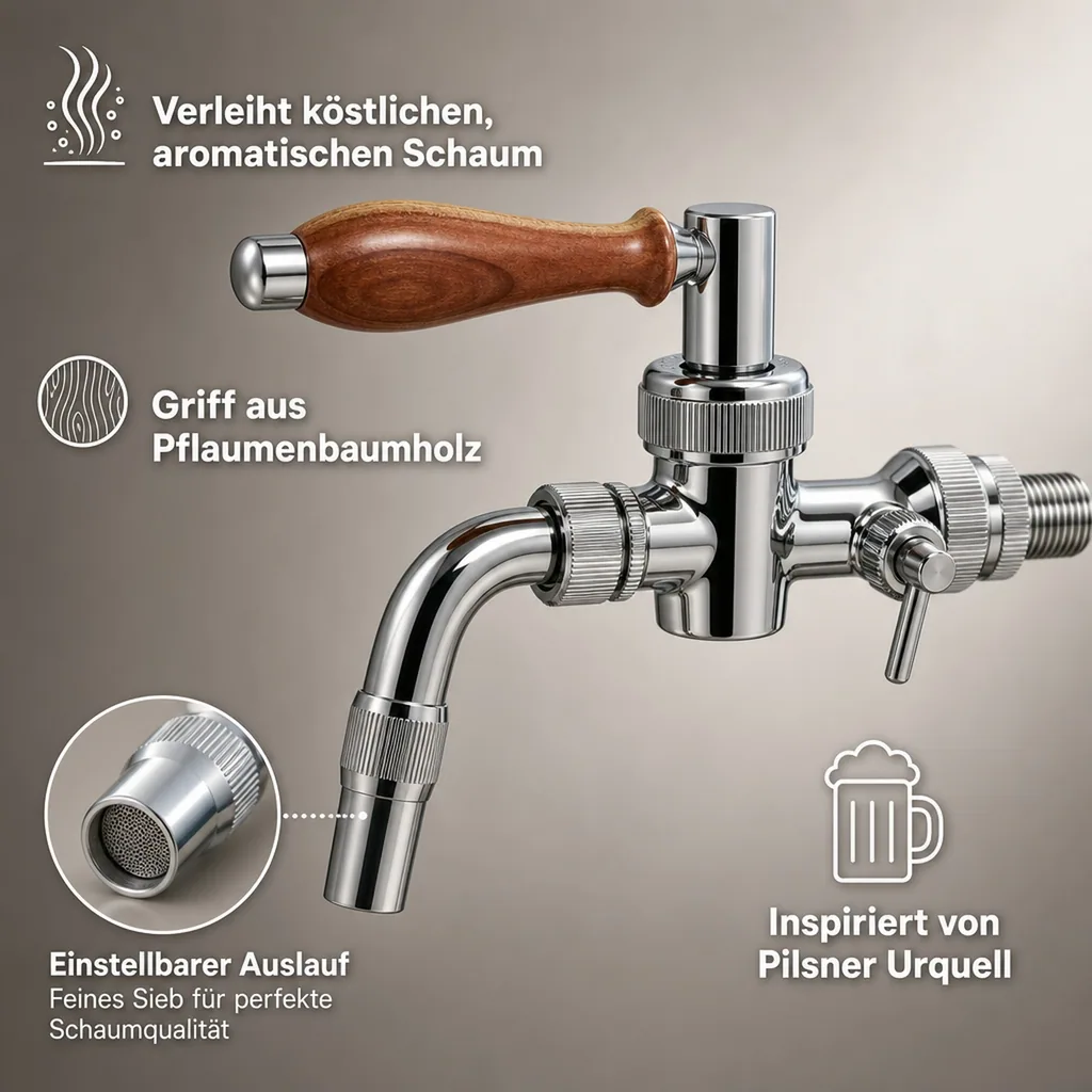 Kompensatorhahn, Zapfhahn Lindr Side Pull Nostalgie - Edelstahl
