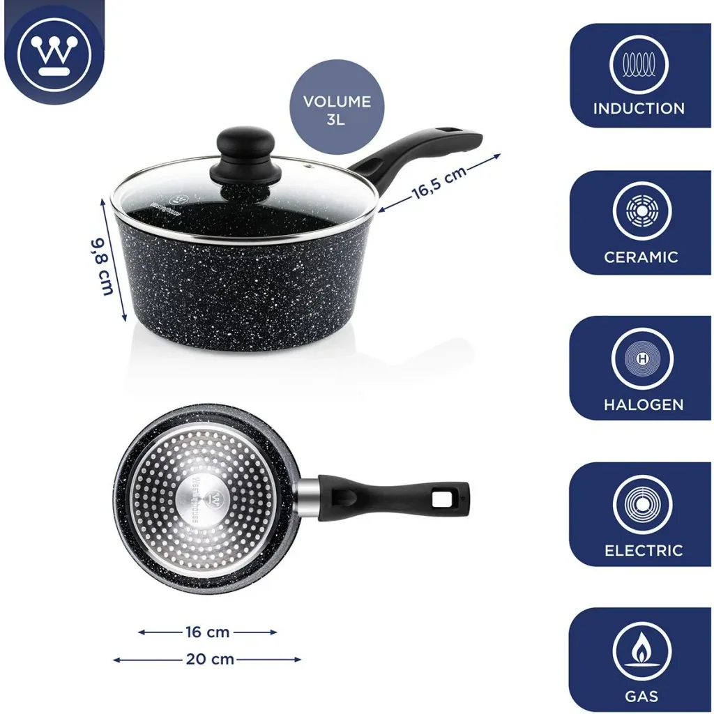Kochtopf Ø20 cm Schwarzer Marmor