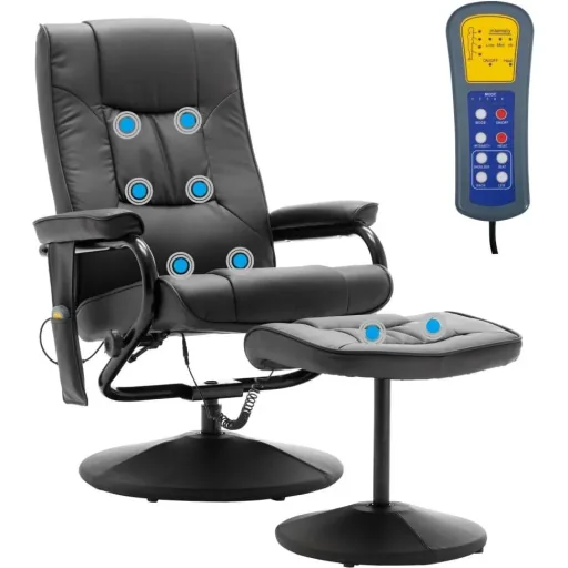 Massagesessel mit Fußhocker Kunstleder grau
