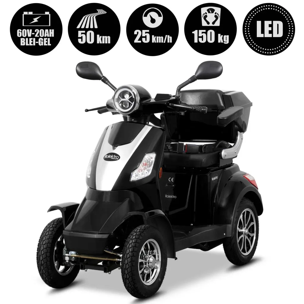 E-Quad 25 V. 2 Schwarz - 1.000 Watt + Straßenverkehrszulassung