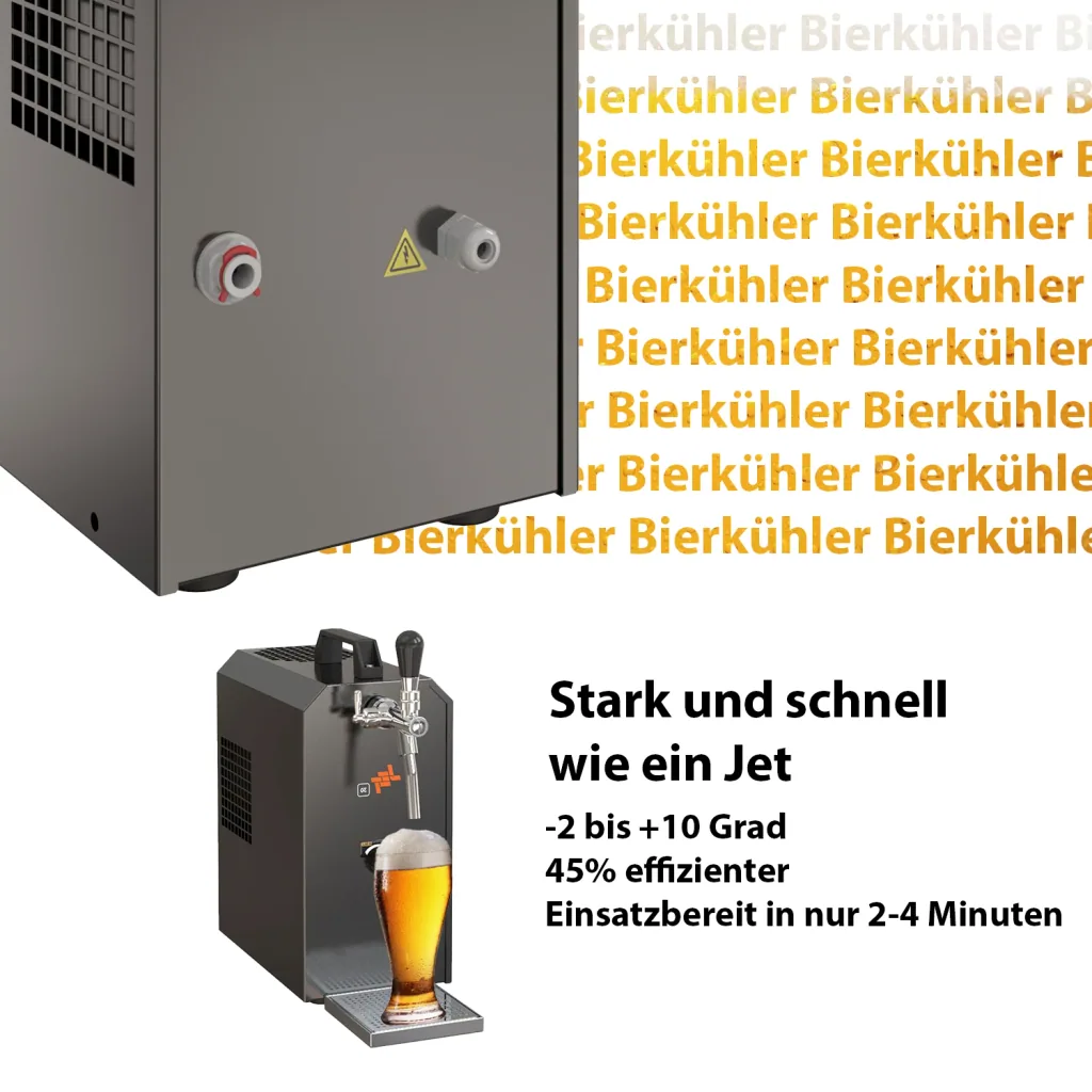 Zapfanlage, Bierzapfanlage JET 30K Bierkoffer mit Luftpumpe Durchlaufkühler 1-leitig Trockenkühler, bis zu 30 Liter/h