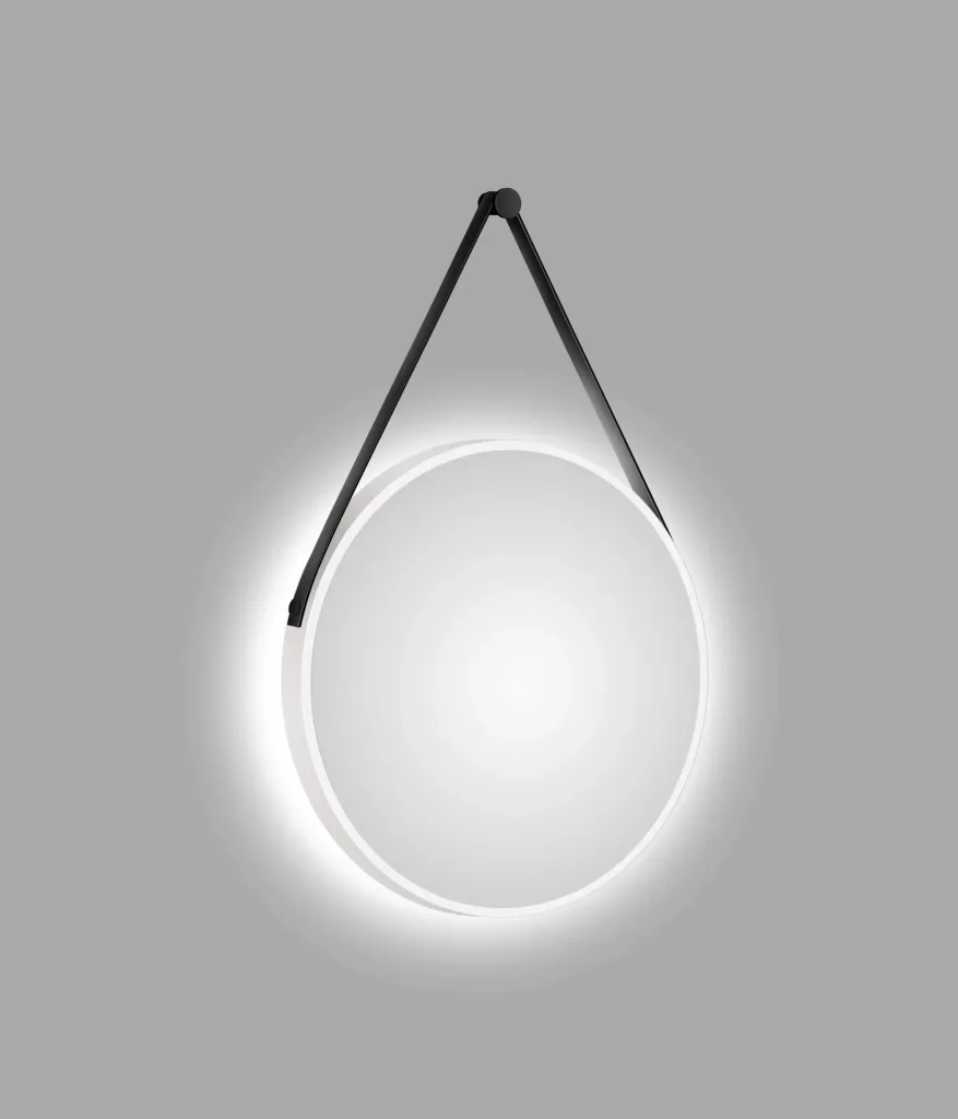 Dekorativer runder Wandspiegel mit indirekter LED Beleuchtung in weiß matt Ø 50 cm