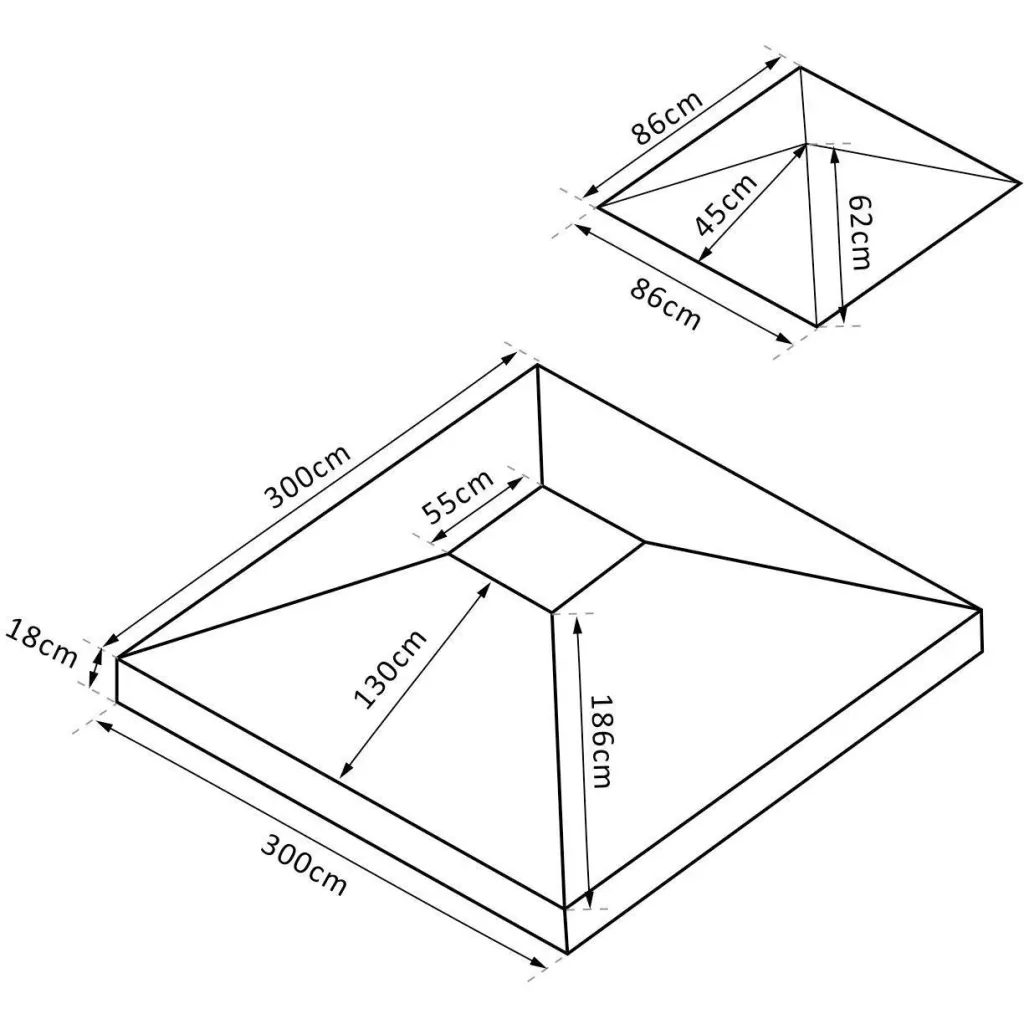 Ersatzdach 3x3m creme Dach für Metallpavillon