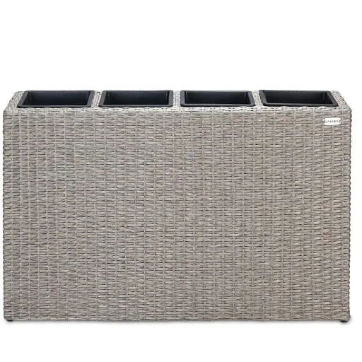 Polyrattan Pflanzgefäß creme 95x27x60cm