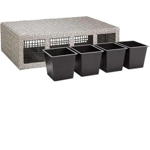Polyrattan Pflanzgefäß creme 95x27x60cm