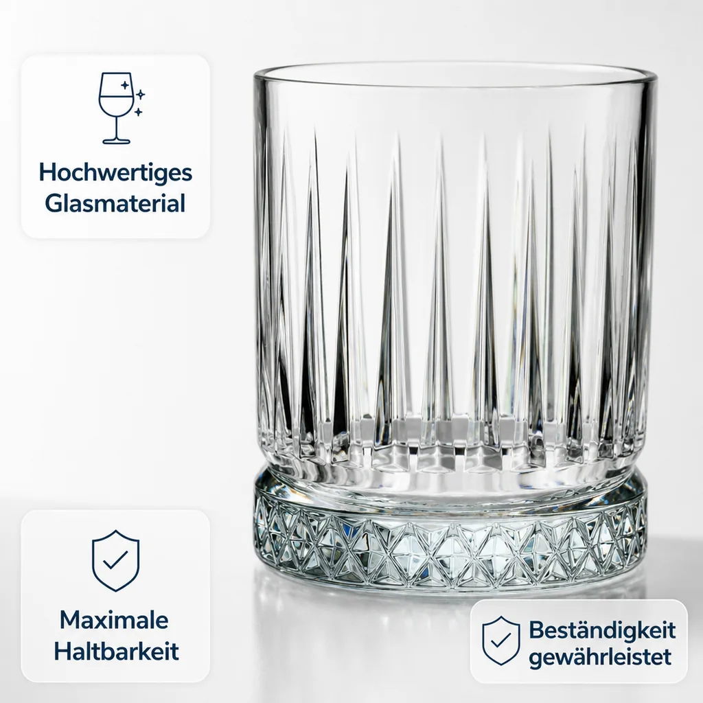Whiskygläser, Whiskybecher - Elysia, 12er-Set, Stilvolle Gläser für Whisky & mehr, 355 ml