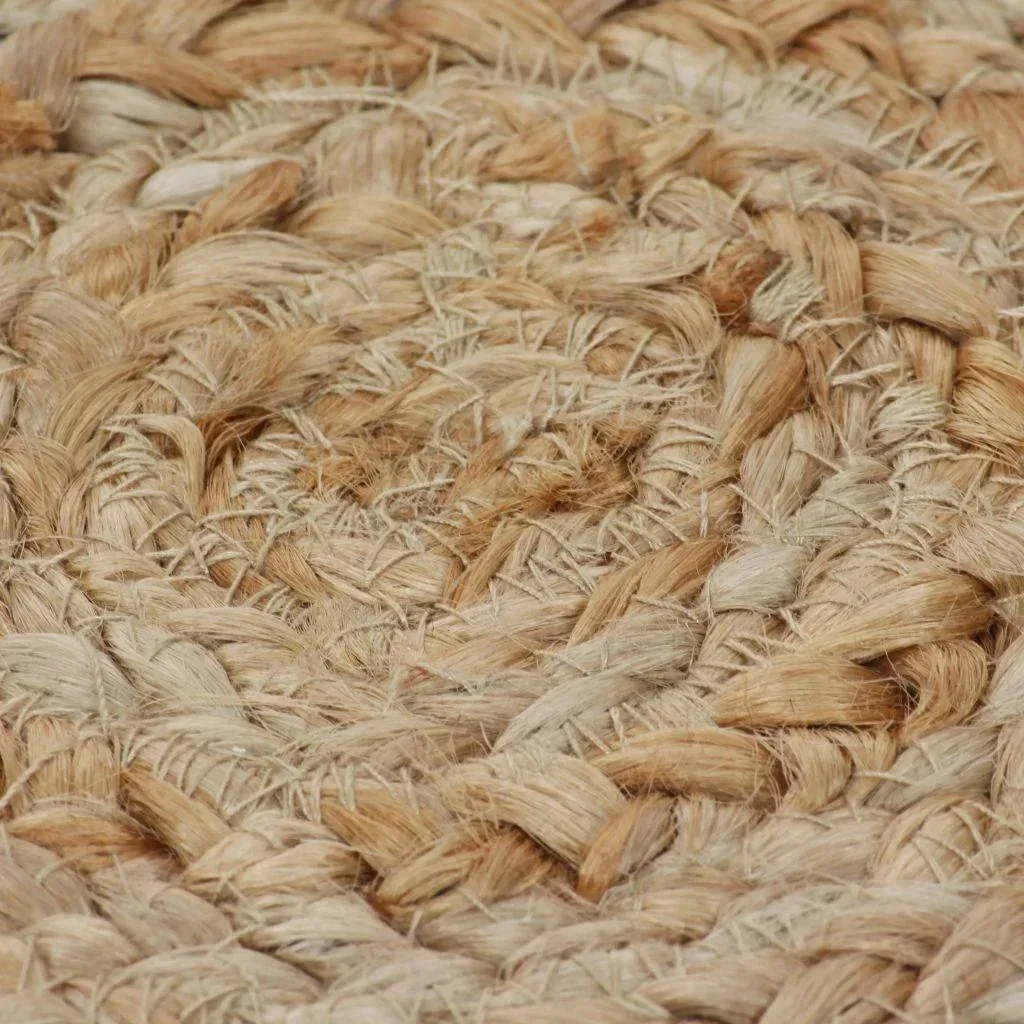 Teppich mit Design rund 120 cm gewebte Jute