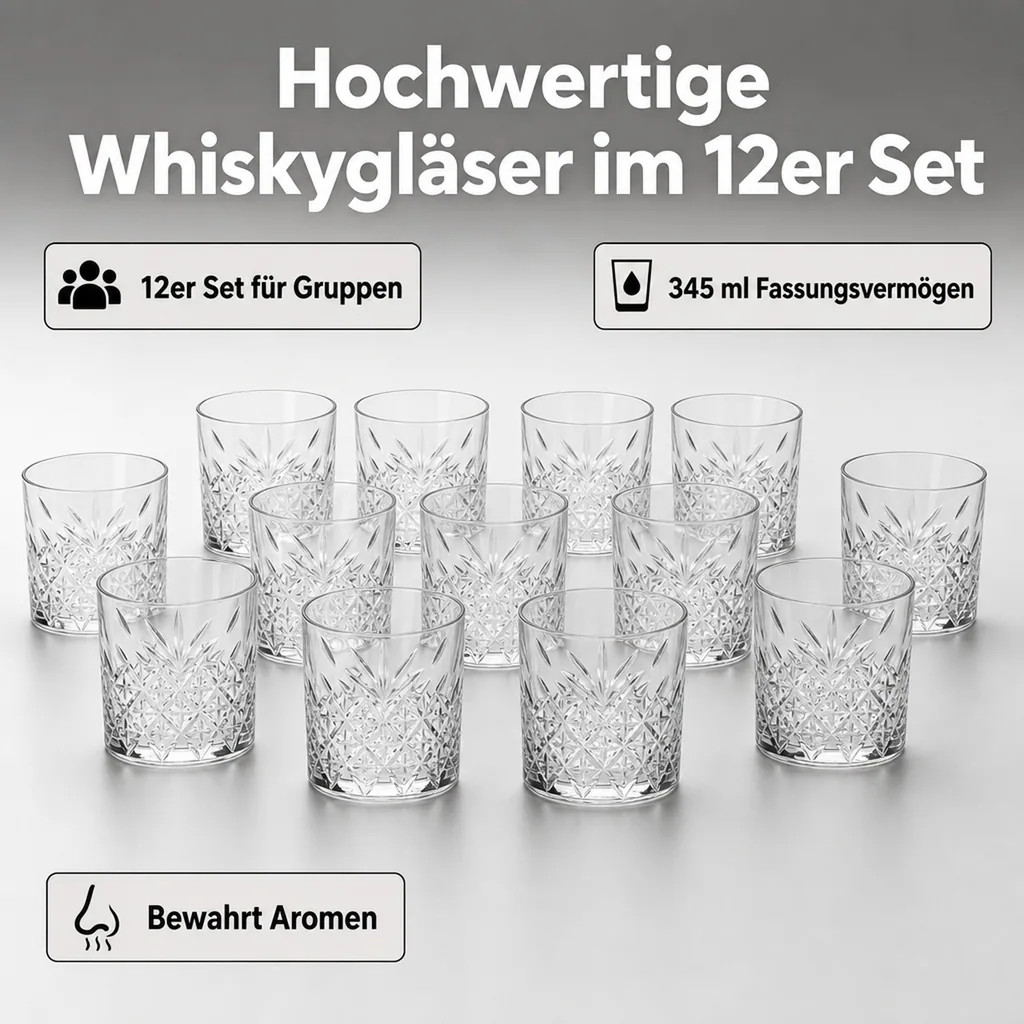 Whiskygläser, Whiskybecher - 12er-Set - Timeless, 345 ml