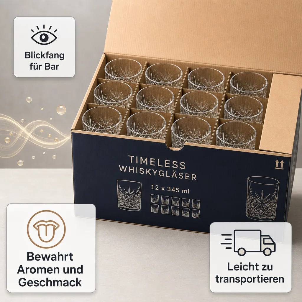 Whiskygläser, Whiskybecher - 12er-Set - Timeless, 345 ml