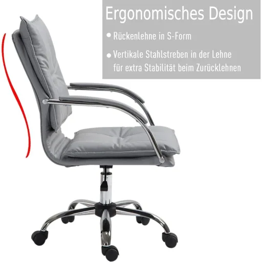 Bürostuhl Drehstuhl höhenverstellbar rollbar ergonomisch PU grau 64 x 57 x (91 101) cm