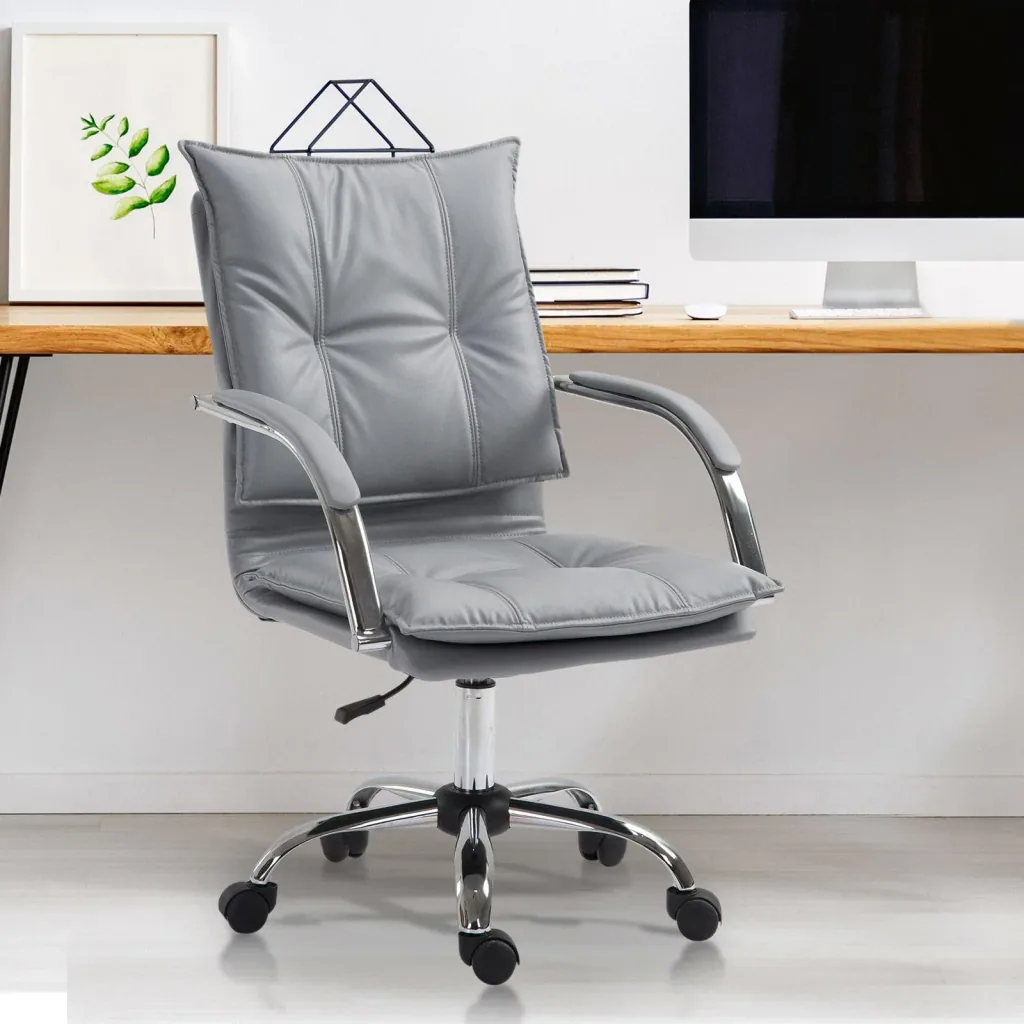 Bürostuhl Drehstuhl höhenverstellbar rollbar ergonomisch PU grau 64 x 57 x (91 101) cm