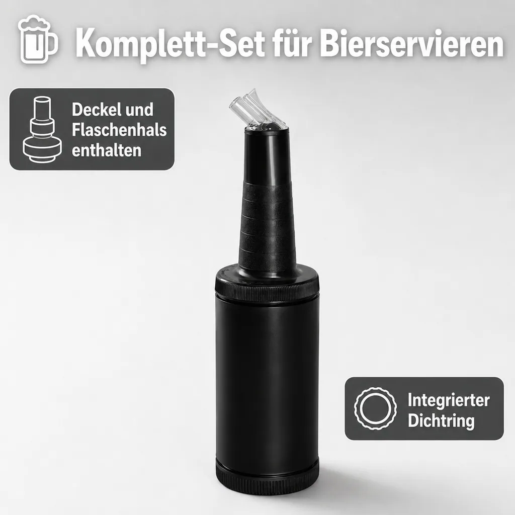 B-P-M Komplett-Set: Deckel + Flaschenhals mit integriertem Dichtring und Tülle mit Entlüftung