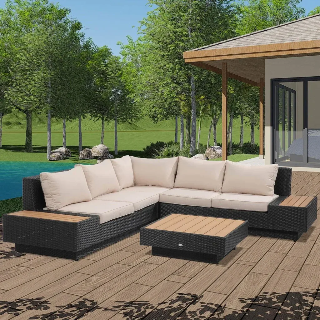 Luxus-Gartenset mit Regalen 4-teilig PE Rattan Schwarz